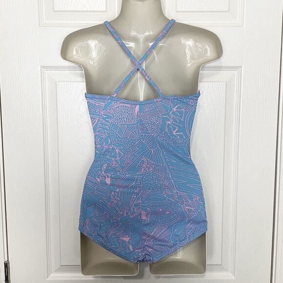 Nike Girls One-Piece Swimsuit Cross Back Blue Pink Size Large (12-13 years old) - Picture 6 of 9